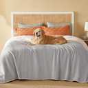 Bedsure Waterproof Blanket for Bed - Sherpa Fleece Waterproof Dog Blankets for Large Dogs, Pet Blankets for Bed/Couch/Dog Crate, Soft Plush Reversible Furniture Protector, Queen, 90"x86", Light Grey