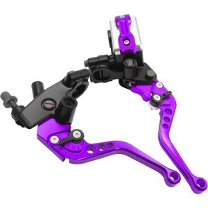 Universal Motorcycle 7/8" 22mm Handlebar Brake Master Cylinder Clutch Lever CNC Left & Right Set Compatible with Honda Kawasaki Suzuki Yamaha Piston Diameter 12.7mm (Purple)
