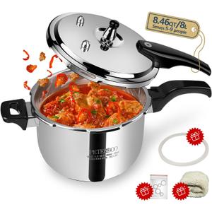 Premium Stainless Steel Pressure cooker 8 qt+ | 8 Safety Features & Quick cooking | stovetop pressure cookers;instant pot pressure cooker;olla de presion pressure cooker 8 qt large