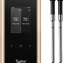 Typhur Sync Gold Wireless WiFi Meat Thermometer, 2 Slim Probes, 6 Sensors, 10x Stronger Signal, 0.5 Accuracy, Smart Base Direct Setup, Reliable Reading Through Kamado Grill BBQ Oven Smoker Air Fryer (Regular)