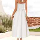 ZESICA Women's Summer Sleeveless Halter Midi Dress 2026 Off Shoulder High Waist Flowy Formal Wedding Guest Long Dresses (White, L)