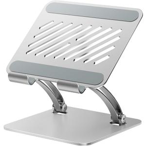 tounee Tablet Holder Stand, Dual Rod Adjustable Aluminum Desktop Stand, Compatible with 4.7-16.9" iPads, Surface Tablets, Portable Monitors, Kindle & More (Silver)