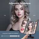 HUONUL Makeup Mirror, Vanity Mirror with Lights, 2X/3X/10X Magnification, Touch Control, Trifold, Dual Power Supply, Mothers Day for Mom Gifts,Gifts for Women, Wife, Mom, Girls,Dorm Room Essentials