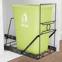 Upgraded Stainless Steel Pull-Out Trash Can Holder, Heavy-Duty Slide-Out Cabinet Organizer for 711 Gallon Bins, Black(Trash Can Not Included)