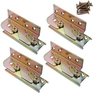 4 Sets Bed Rail Brackets,Heavy Duty Bed Frame Brackets Bed Fittings Wooden Bed Frame Connectors with Screws