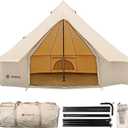 Canvas Bell Tent Yurt Tent 4 Seasons for Camping 100% Cotton Glamping Tents with Stove Jack, Family Camping Outdoor Hunting Party (Beige)