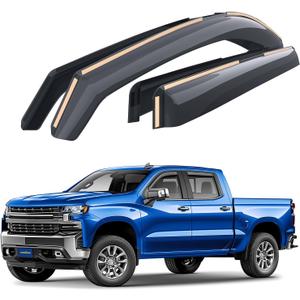 Goodyear Shatterproof in-Channel Window Deflectors for Chevrolet (Chevy) Silverado/GMC Sierra 1500 2019-2025 Crew Cab,Rain Guards,Window Visors,Vent Deflector, Truck Accessories,4pcs- GY003415LP (For Silverado 1500 19-25)