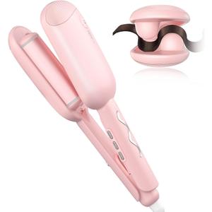 NOVUS 1.25 Inch Curling Iron, Hair Crimper- Beach Wave Hair Waver with Anti-Scald & Negative Ion Technology, Hair Crimper Ceramic Barrel for Tangle-Free Waves on All Hair Types, Pink
