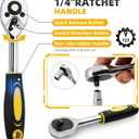 46-Piece Socket Wrench Set, Premium 1/4 inch Metric Socket Set, Ratchet Set with Quick-Release Ratchet and Extension Bar, Compact Storage Case - Perfect for Auto Repair & Home Use