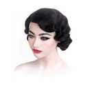OYSRONG New Elegant Retro Classic Women Short Black Wavy Wig, Curly Frizzy 1920s Cosplay Costume Heat Resistant Fibre Wig