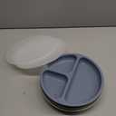 KeaBabies Suction Plates with Lids for Baby - 3-Pack 100% Silicone Toddler Plates with Suction, Divided, BPA-Free Baby Led Weaning Essentials for Kids, Dishwasher, Microwave Safe, Durable (Slate)