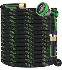 Non-Expanding Garden Hose 75 ft, Lightweight Hose & Flexible Water Hose With 10-Pattern Spray Nozzle, Kink-Free Design, Durable Leakproof Yard Outdoor Hose, Portable Storage Strap, 75 Feet