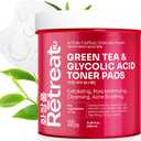 Glycolic Acid & Green Tea Toner Pads with Centella Asiatica, VIT B5, AHA BHA, 150 Exfoliating Pads, Dual Texture, Exfoliates Surface Skin and Reduces Fine Lines & Wrinkles, Brightens, Minimizes Pores