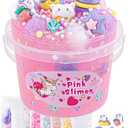 10 FL OZ Unicorn Slime Kit, Pink Clear Slime Bucket, Slimes Party Favors for Kids, Glimmer Crunchy Slimes Includes 9 Packs of Add-ins, Sensory Experience DIY Toys for Girls and Boys Ages 8-12