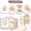 HOOJIH Ponytail Extension, Claw Clip in Straight Messy Hair Bun 9 Inch Short Ponytail Extension with Bendable Metal Wire Hair Pieces for Women Fake Hair Bun DIY Styles - Medium Golden Blonde