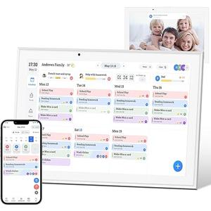 Ringco 10.1" Digital Calendar & Smart Touchscreen Planner, Electronic Calender with Chore Chart for Family Schedules & Meal Planning, Wall Mountable Digital Photo Frame, Gifts for Women Men (White)