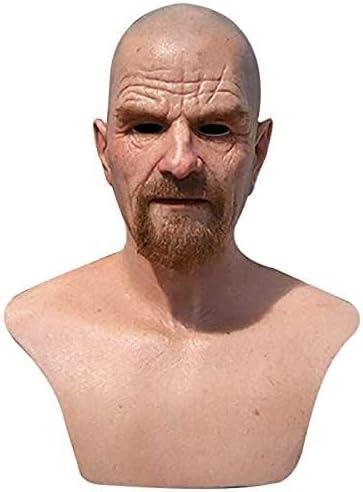 Old Man Mask Realistic Wrinkle Latex Bald Man Mask Halloween Full Head Costume Props for Cosplay Party