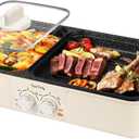 Food Party Hot Pot Electric Grill 2 in 1 Korean BBQ Grill Indoor Smokeless Hotpot Pot Electric Cooker Sahabu Shabu Pot Non Stick (Large)