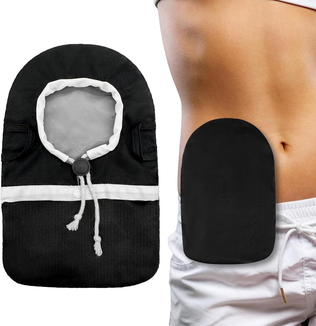Ostomy Bag Covers, Ostomy Belt for Men & Women, Liner Waterproof Colostomy Bag Covers Ostomy Supplies (Black)