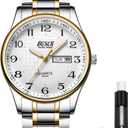 BOSCK Men's Watch, 40 mm Analogue Waterproof Business Stainless Steel Wrist Watches with Date and Day Easy to Read Anti-Scratch Fashion Watch for Men