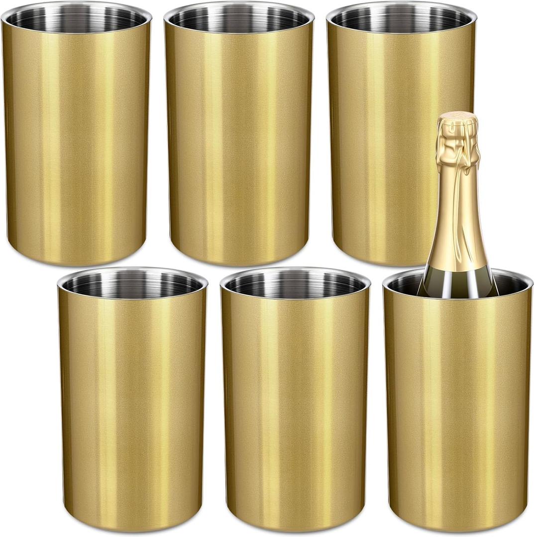 6 Pack Wine Chiller Bucket Wine Bottles Cooler Bulk, Stainless Steel Double Wall Insulated Champagne Ice Bucket for Parties,Fits for 750 ml Bottles (Gold) 6 Pack Wine Chiller Bucket Wine Bottles Cooler Bulk, Stainless Steel Double Wall Insulated Champagne Ice Bucket for Parties,Fits for 750 ml Bottles (Gold)
