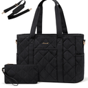 LOVEVOOK Tote Bag for Women, Quilted Puffer 15.6 Inch Laptop Handbag with Zipper, Large Lightweight Shoulder Bag