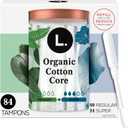 L. Cotton Tampons Regular/Super Absorbency Multipack, Contains an Organic Cotton Core, Made Without Synthetic Pesticides, or Fragrances, 84 Count (2 Packs of 42)
