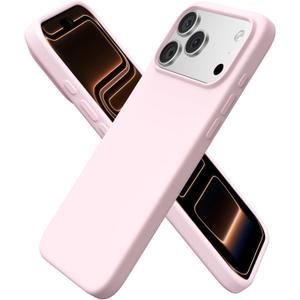 ORNARTO Compatible with iPhone 17 Pro Max Case 6.9", Slim Liquid Silicone 3 Layers Soft Gel Rubber Shockproof Protective Cover with Anti-Scratch Microfiber Lining-Chalk Pink