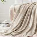 BEDELITE Fleece Blanket Twin Size  3D Ribbed Jacquard Soft and Warm Decorative Fuzzy Blankets  Cozy, Fluffy, Plush Lightweight Throw Blankets for Couch, Bed, Sofa(Linen, 60x80 inches)