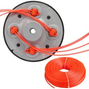 Universal String Trimmer Head for Brushcutter Weed Eater Whipper M10 x 1.25 Thread Size Trimmer Head with 49ft/0.09inch Trimmer Line,4 Way String Trimmer Head Replacement for Stihl, Ryobi and More
