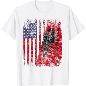 ALBANIAN ROOTS | Red Eagle | ALBANIA American Flag T-Shirt, M