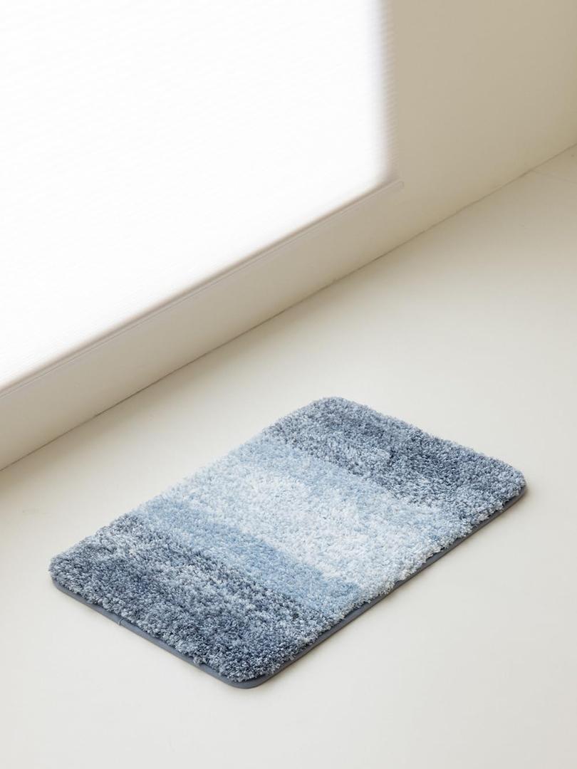 WENSHUO Bathroom Mat 24" x 16",Extra Soft,Absorbent Microfiber Bath Rugs,TPR Non-Slip Bath Carpet,Quick Dry Shaggy Bath Carpet, Suitable for Bathroom Floor, Tub, Shower,Blue