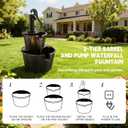 2-Tier Barrel Waterfall Fountain,27-Inch Plastic Outdoor Water Feature with Pump for Garden,Patio and Backyard