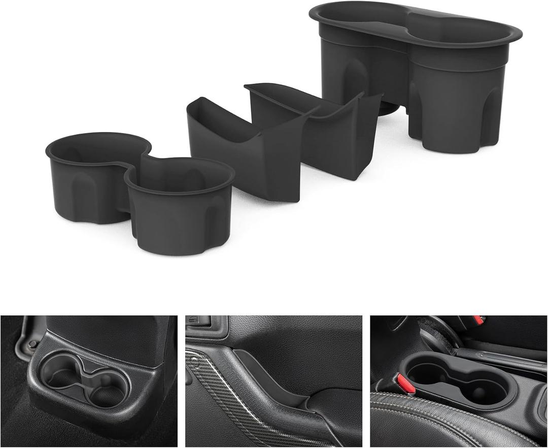 Interior Silicone Liner Insert Custom Fit for 2011-2017 Jeep Wrangler JK/JKU, Covers Door Handles and car Cup Holders, Easy to Install and Clean, Interior Accessories (Black, 4-Piece Set)