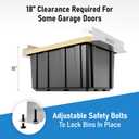 USA Based Overhead Garage Storage Rack, Connectable Heavy Duty Metal Ceiling Rails Garage Storage Organization Shelving System, Hanging Racks Tote Containers, Supports Up To 6 Bins, 4 Sets White
