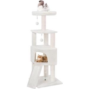 45in Cat Tree Tower with Big Condo for Indoor Cats,Cat Tower with Scratching Post,Scratching Board and Cat Toys,Multi-Level,Small Space,Beige(New)