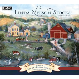 Lang Linda Nelson Stocks 2026 Wall Calendar  13.4"  12", 12-Month Calendar with Stapled Binding, Linen-Embossed Americana Art, Nostalgic Small-Town & Countryside Scenes