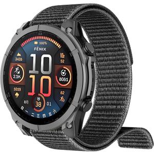 5 x OVERSTEP Quick Dry Watch Band Compatible with Fenix 8 47mm/Fenix 7/Fenix 6/Fenix 5, 22mm Loop Woven Nylon Sports Strap for Garmin Epix Pro 47mm/Instinct 2/Forerunner 965(Gray)