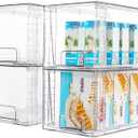 Vtopmart 4Pack Large Stackable Kitchen Pantry Storage Drawers, Clear Organizer Bins with Handles, Acrylic Drawer Organizers for Kitchen Pantry, Bathroom Undersink, Cabinet Organization and Storage