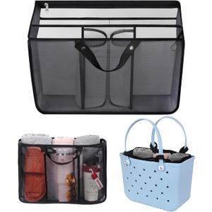 Dry and wet separation,Beach Bags Organizer Insert Compatible with Original XL Bogg Bag,Lightweight Mesh Divider Pouch Insert for Bogg Bag Accessories, 18" x 8.3" x 12.2" Beach Tote Bags