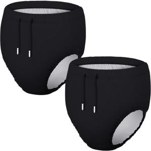 2 Pcs Youth Swim Diaper Special Needs Reusable Cloth Diaper Covers Waterproof Incontinence for Swimming,Unisex (8-10T, Black)