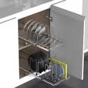 Pots and Pans Pull Out Organizer Under Cabinet, Adjustable Slide Out Pan and Pot Lid Rack Holder, Wire Dividers Kitchen Organization And Storage, Full-Extension Rail 12" W X 20" D