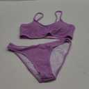 Fanuerg Women's Ribbed Bikini Sets Scoop Neck Cheeky Swimsuit Textured Two Piece Bathing Suit (Large, Purple)