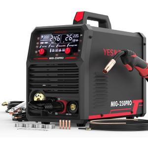 YESWELDER MIG-250 PRO Aluminum MIG Welder, 250Amp 220V Advanced Digital Display, MIG/ Pulsed MIG/ Flux Core/ Aluminum MIG/ Lift TIG/ Stick 6-In-1 Multiprocess Welding Machine, Spool Gun Compatible
