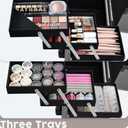 Hododou Rolling Makeup Case Cosmetic Travel Trolley Storage Sliding Drawer 4 Tray Makeup Travel Case with Wheels Salon Barber Case Traveling Cart Trunk for Cosmetologist Nail Tech Hairstylist Grey