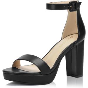 Platform Heels for Women 4-Inch Ankle Strap Open Toe Sandals Wedding Party Dress Shoes Wide Feet Friendly, Size 8.5W