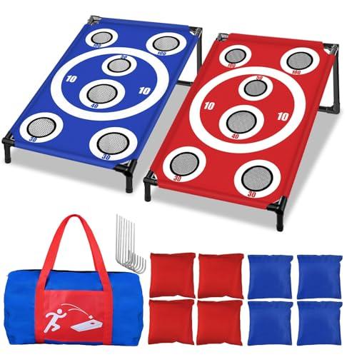 NZQXJXZ Cornhole Board Set with 8 Bean Bags 3x2 Ft Corn Hole Games Portable Cornhole Set for Indoor and Outdoor Ideal for Kids, Adults, Camping,Travel,Beach, Yard