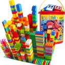 burgkidz 214-Piece Large Building Blocks for Toddlers with Storage Bucket  Big Bricks Compatible with Major Brands  STEM Educational Toys for Kids Ages 2-6, Boys & Girls (Classic Colors)
