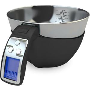 Fradel Digital Kitchen Food Scale with Bowl - 11lb, Grams & Ounces - Removable, Dishwasher-Safe Mixing Bowl - Black
