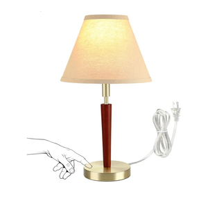 Mid-Century Modern Wood Table Lamp,Touch Control & 3-Way Dimmable Bedside Lamp for Bedroom, Living Room, Nightstand, Office (Bulb Included)